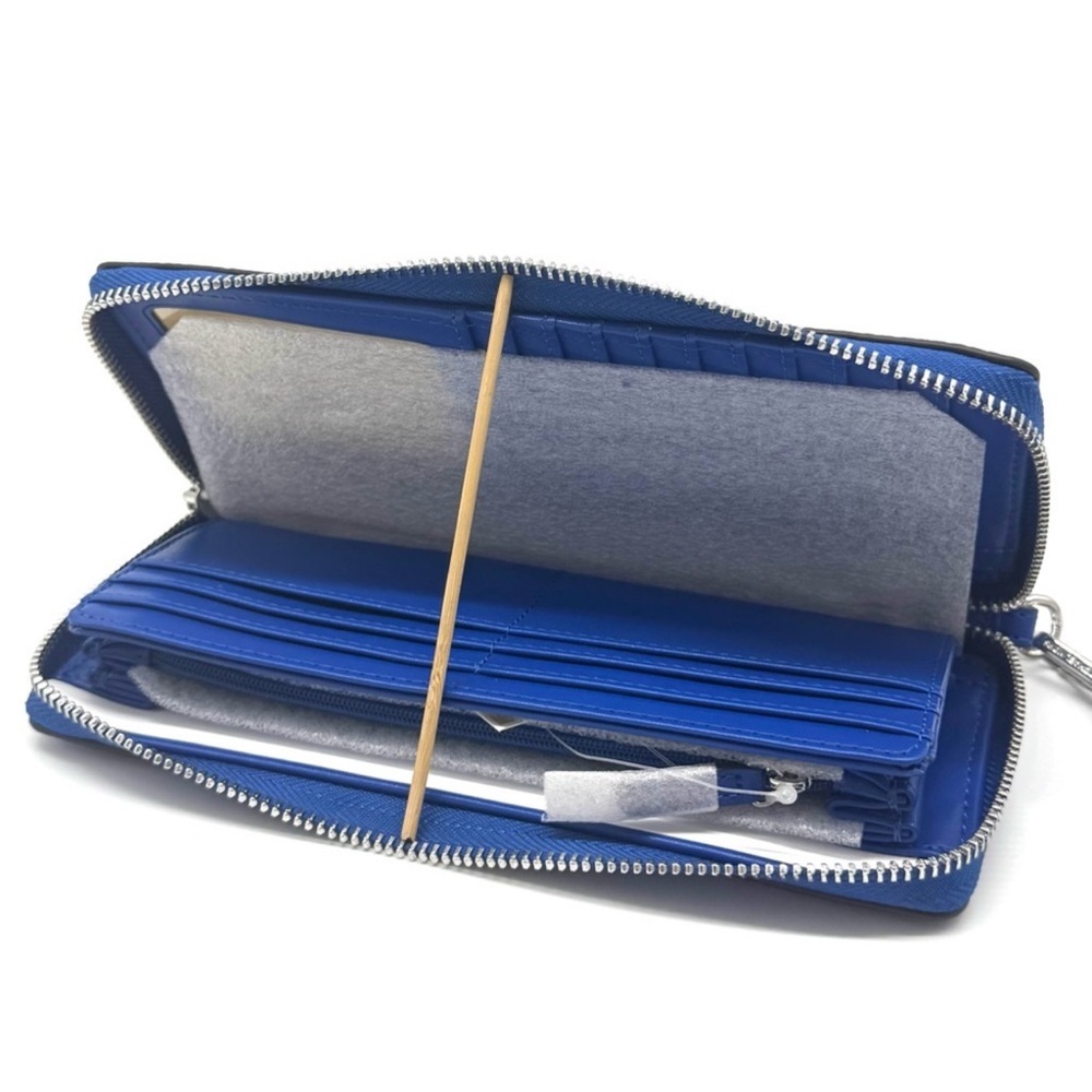Michael Kors Jet Set Travel Large Leather Continental Wallet Galaxy Blue - Picture 6 of 7